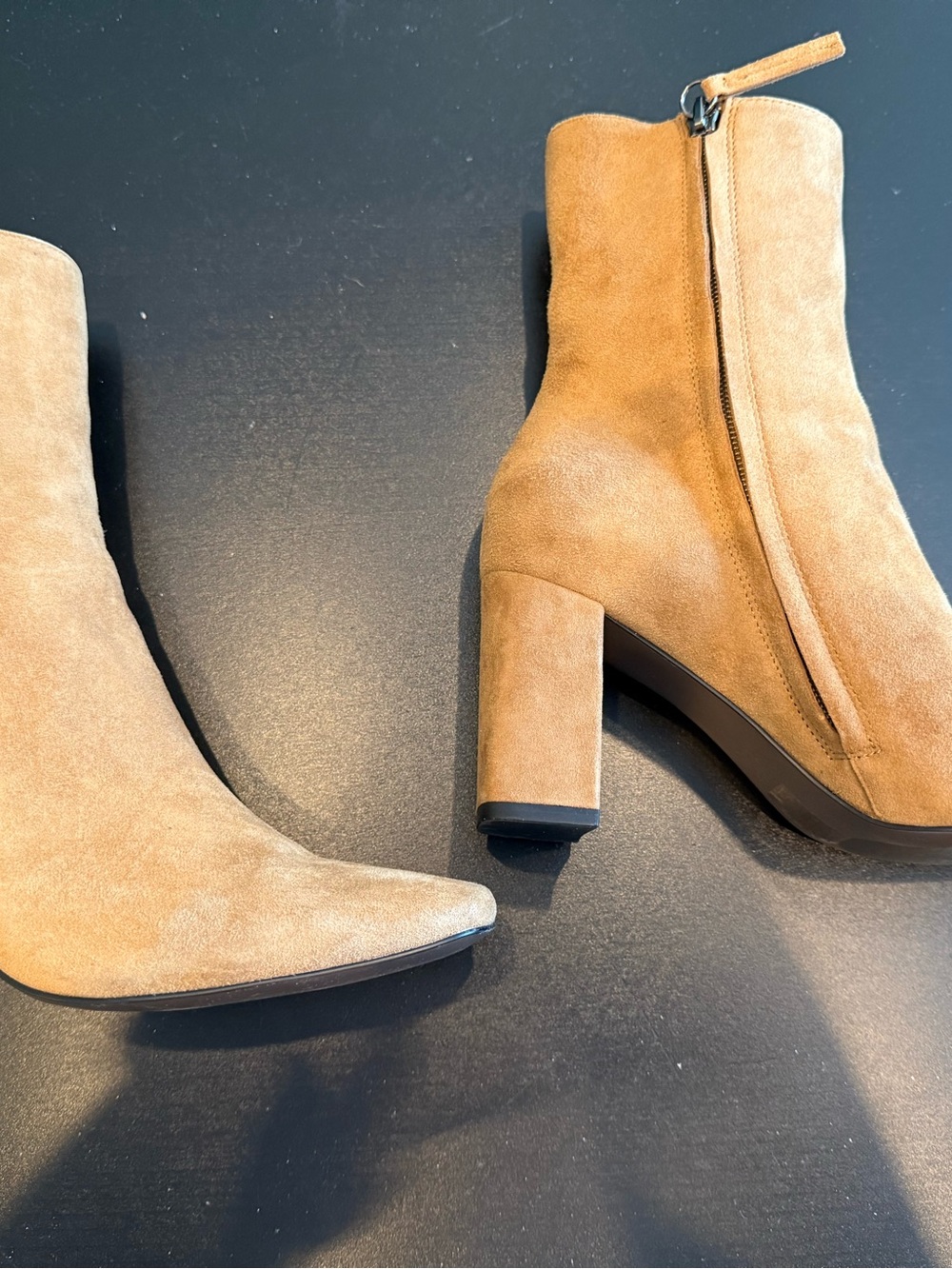 Bibi Lou Camel Suede Block Heel Ankle Boots Size 37 / US Size 7 - Picture 7 of 10